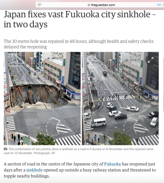 Look Japan Fixes Giant Sinkhole In Days When In Manila