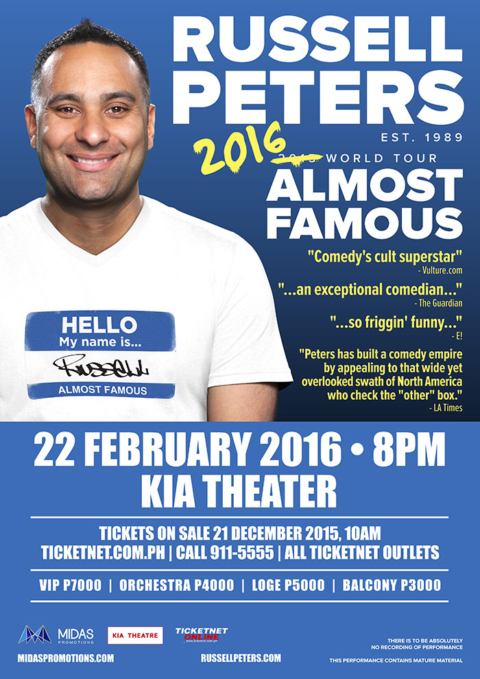 Russell Peters Poster MNL Dec 19