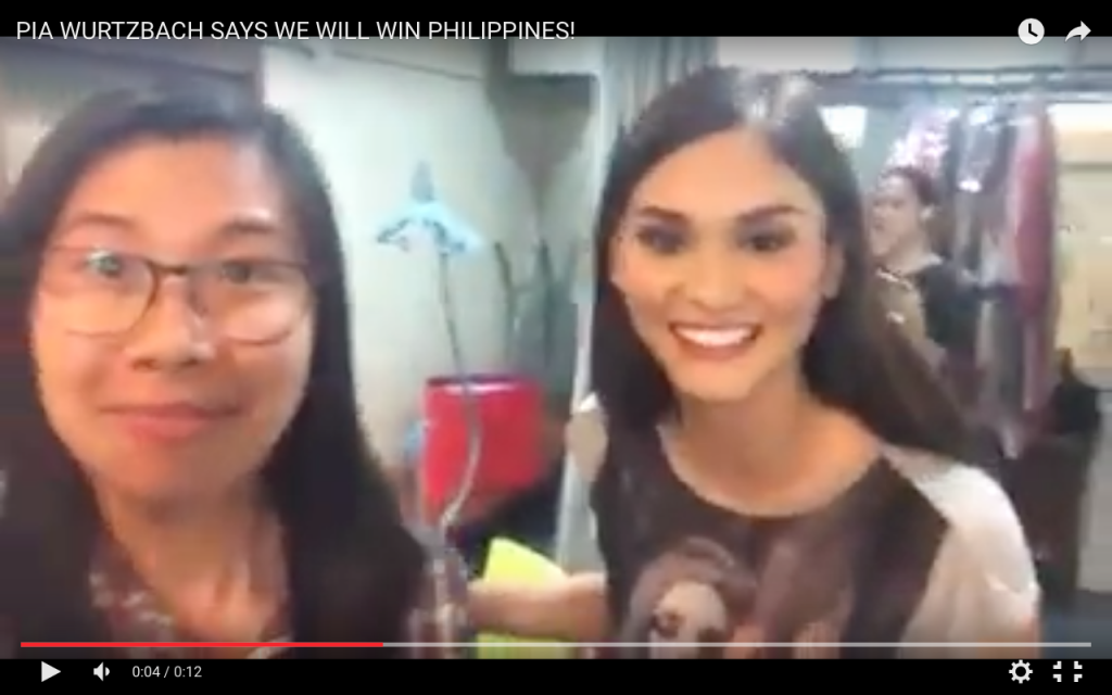 Pia Wurtzbach Says On Video Before Coronation Night WE WILL WIN