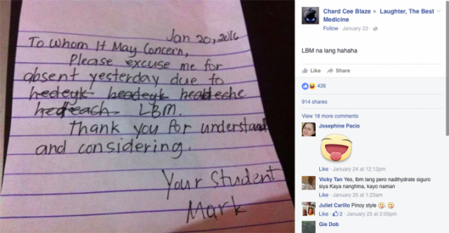 Look Student Submits Very Convincing Excuse Letter For Being Absent When In Manila