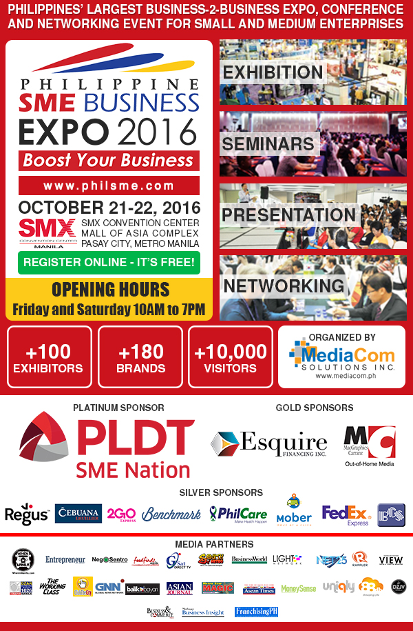 Philippine SME Business Expo to launch on October 21-22, 2016 - When In ...