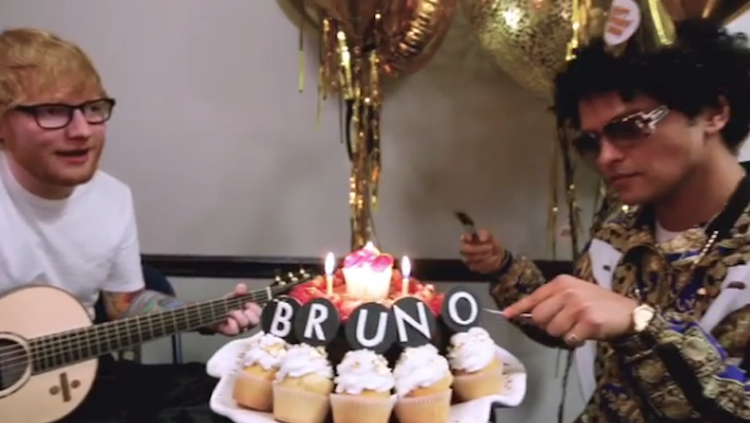 Watch Bruno Mars Hires Ed Sheeran To Be His Birthday Singer When In Manila