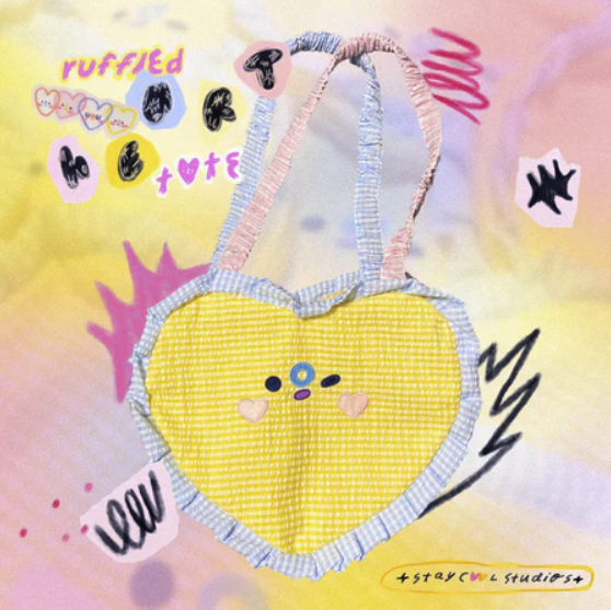 ruffled heart tote bag shopee