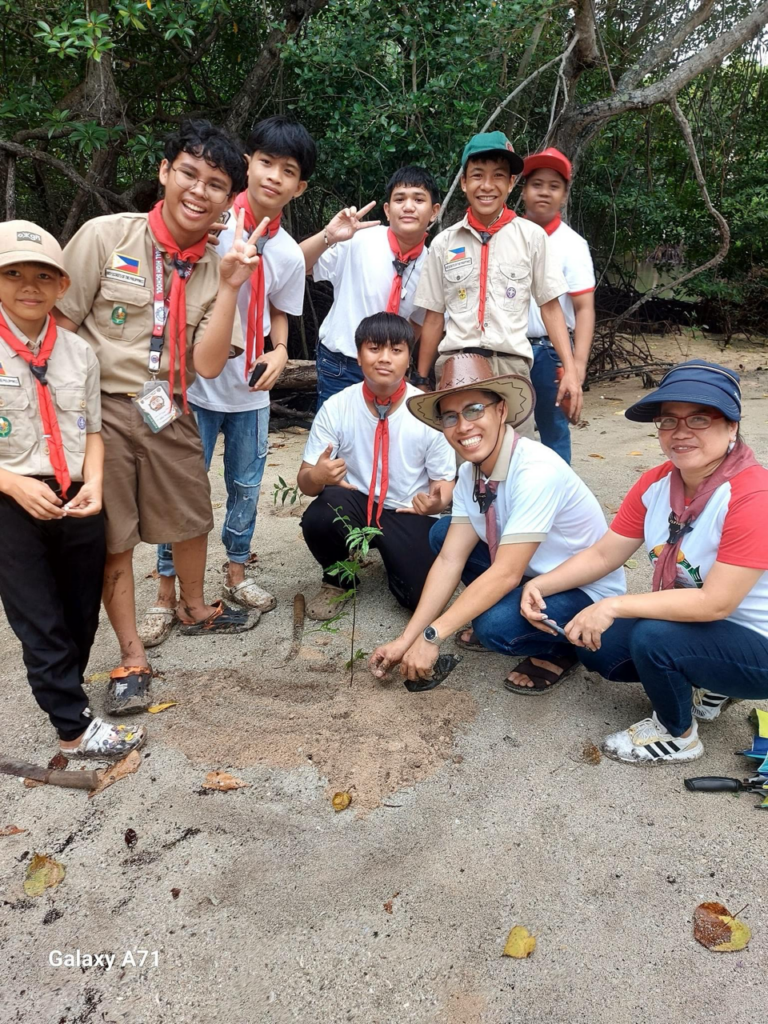 Scouts reforest the mangrove area of Barangay Imelda in San Juan Batangas