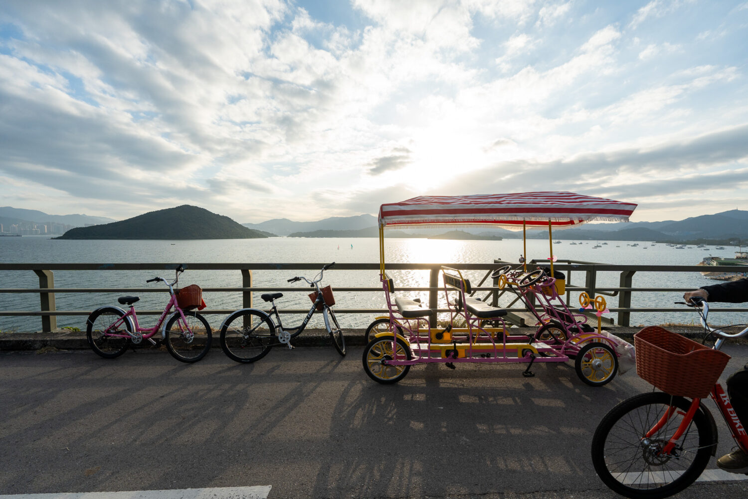 Activities in Hong Kong Bikes on Plover Cover Reservoir Dam