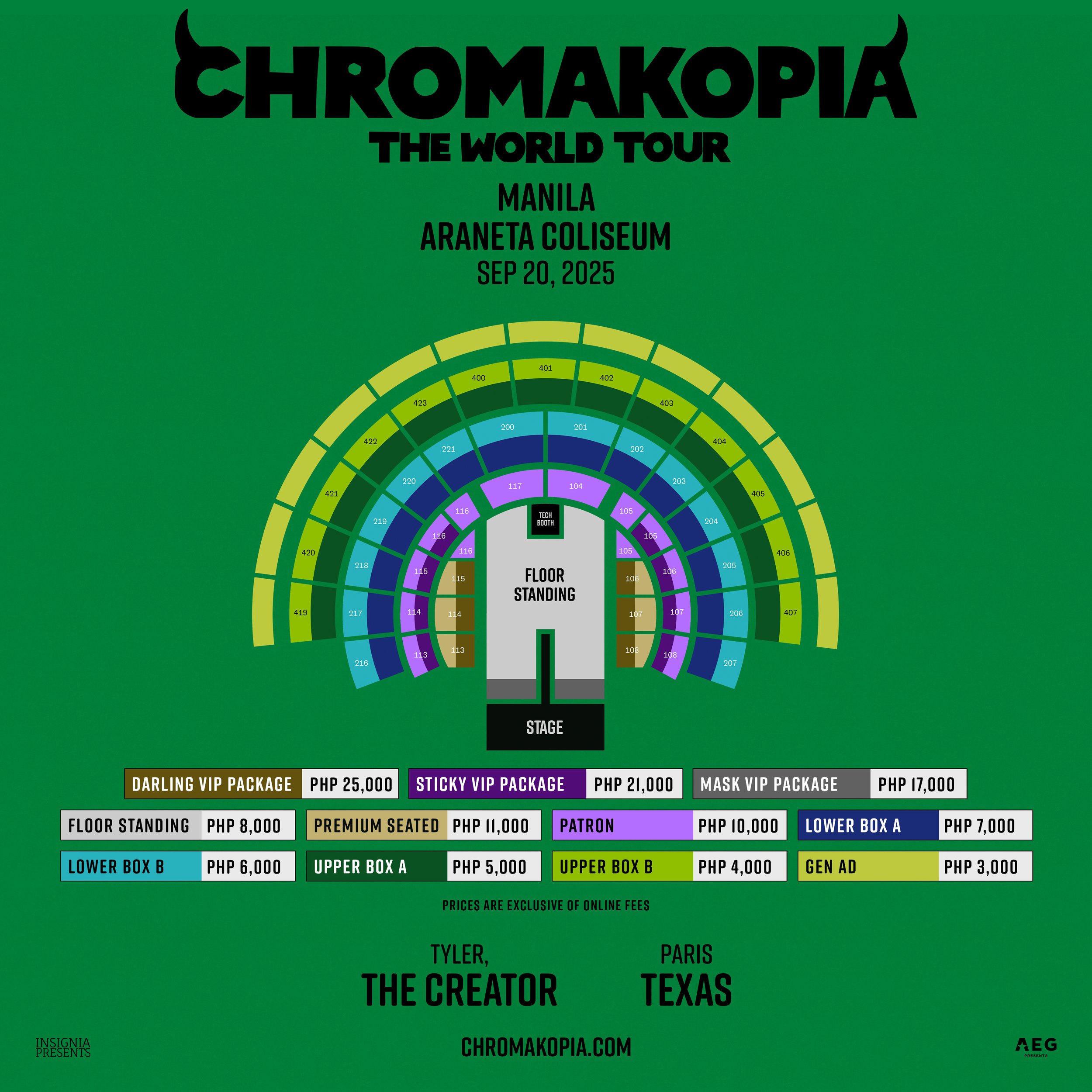 chromakopia tyler the creator manila 2025 ticket prices seat map