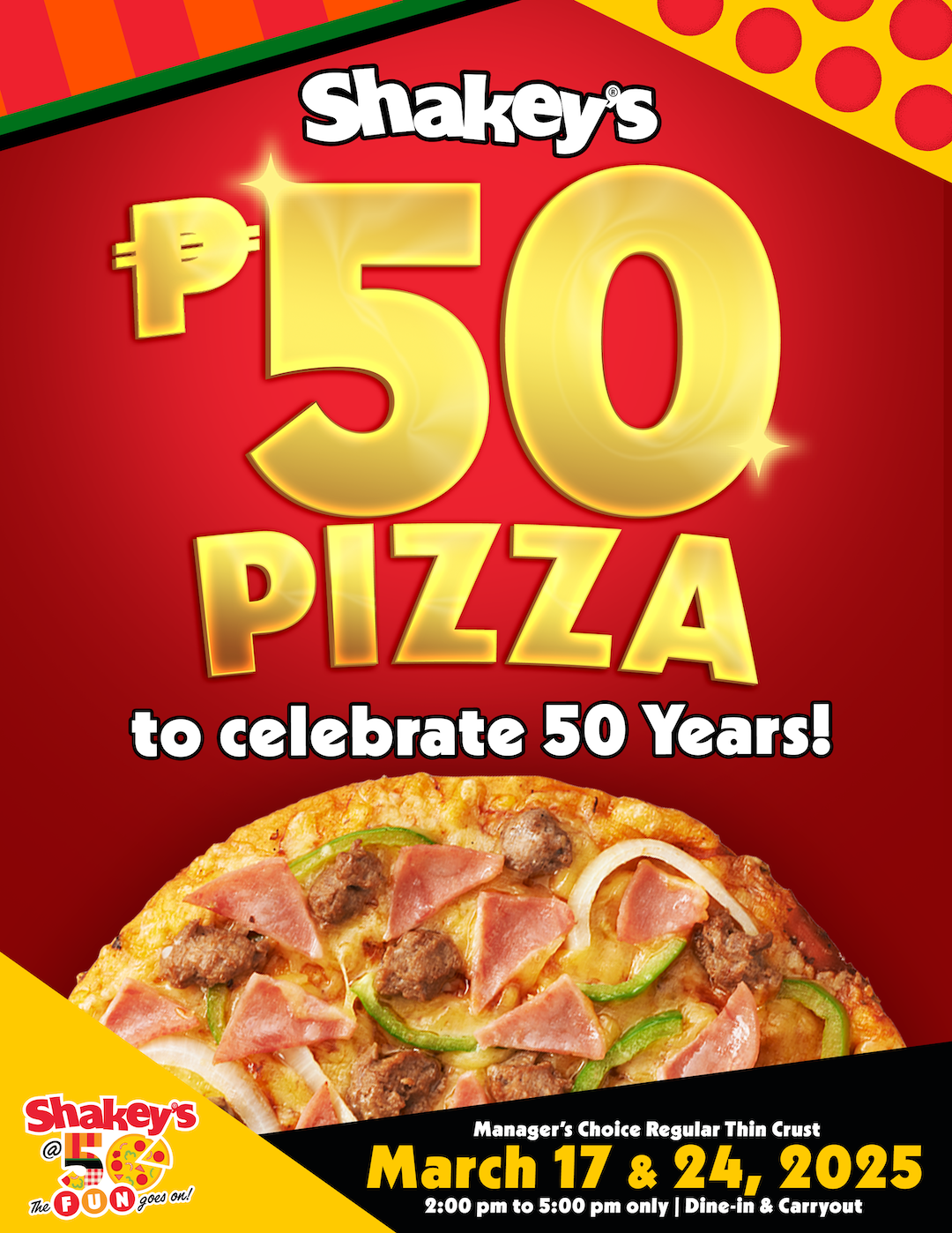 50-Peso Pizzas and More: Shakey’s Marks 50th Year With Exciting Deals and Surprises